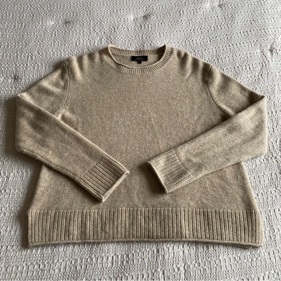 Quince Mongolian Cashmere Boxy Crewneck Sweater Oatmeal S Oversized Roll neck - Picture 4 of 15